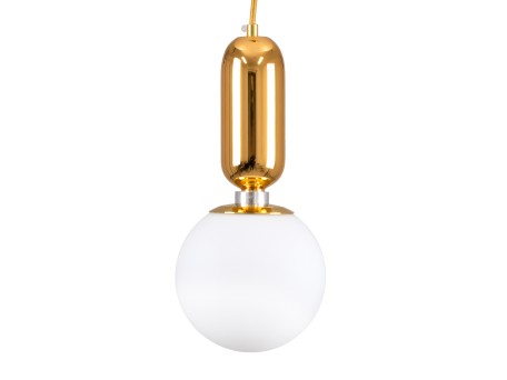 GLOBOSTAR® MAVERICK 00943 Μοντέρνο Κρεμαστό Φωτιστικό Οροφής με Ντουί 1 x E27 AC 220-240V IP20 - Χρυσό & Λευκό - Μ15 x Π15 x Υ33cm