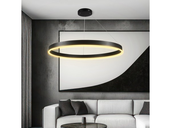 kelvo® VENOM KLV-101-0193 Κρεμαστό Φωτιστικό Οροφής LED 75W 7500lm 120° AC 220-240V IP20 Ρυθμιζόμενο Λευκό CCT με Χειριστήριο από 2700K έως 6000K Dimmable - Lumileds SMD Chip - Μαύρο Ματ - Μ100 x Π100 x Υ6.5cm - 3 Χρόνια Εγγύηση