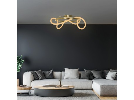 kelvo® GLOW KLV-101-0149 Φωτιστικό Οροφής LED 34W 3400lm 360° AC 220-240V IP20 Ρυθμιζόμενο Λευκό CCT με Χειριστήριο από 2700K έως 6000K Dimmable - Lumileds SMD Chip - Χρυσό Πλατίνα - Μ60 x Π60 x Υ30cm - 3 Χρόνια Εγγύηση