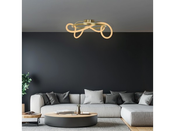 kelvo® GLOW KLV-101-0149 Φωτιστικό Οροφής LED 34W 3400lm 360° AC 220-240V IP20 Ρυθμιζόμενο Λευκό CCT με Χειριστήριο από 2700K έως 6000K Dimmable - Lumileds SMD Chip - Χρυσό Πλατίνα - Μ60 x Π60 x Υ30cm - 3 Χρόνια Εγγύηση