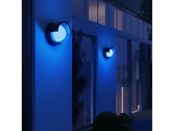 kelvo® NEXA KLV-101-0253 Φωτιστικό Τοίχου / Απλίκα LED 6W 360lm 180° AC 220-240V Αδιάβροχο IP65 Μπλε - Sanan SMD Chip & TÜV SÜD Driver - Μαύρο Ματ - Μ11 x Π9 x Υ11cm - 5 Χρόνια Εγγύηση