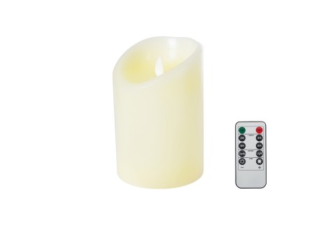 GLOBOSTAR® FIREFLAME 79542 Διακοσμητικό Κερί Παραφίνης με Εφέ Κινούμενης Φλόγας & IR Ασύρματο Χειριστήριο LED 0.5W 25lm 180° DC 3V με 2xAA Μπαταρίες IP20 Θερμό Λευκό 2700K Dimmable - Μ10 x Π10 x Υ15cm - 2 Χρόνια Εγγύηση