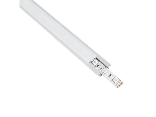 GLOBOSTAR® ALP-LINEAR RECCA 70807-1M Χωνευτό Προφίλ Αλουμινίου με Λευκό Γαλακτερό Πατητό Κάλυμμα για Ταινίες LED IP20 - Ασημί & Λευκό - Μ102 x Π2.2 x Υ0.8cm