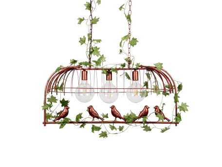 GLOBOSTAR® NEST 01648 Vintage Κρεμαστό Φωτιστικό Οροφής με Ντουί 3 x E27 AC 220-240V IP20 - Χάλκινο & Πράσινο - Μ86 x Π37 x Y40cm
