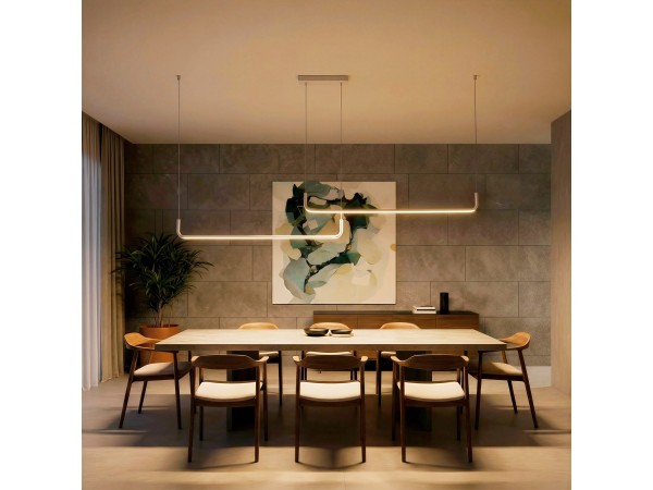 kelvo® LINARIA KLV-101-0259-V2 Κρεμαστό Φωτιστικό Οροφής LED 72W 7200lm 180° AC 220-240V IP20 Ρυθμιζόμενο Λευκό CCT με Χειριστήριο από 2700K έως 6000K Dimmable - Lumileds SMD Chip - Λευκό Ματ - Μ220 x Π4 x Υ25cm - 3 Χρόνια Εγγύηση