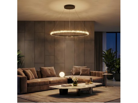 kelvo® DIAMOND KLV-101-0231 Κρεμαστό Φωτιστικό Οροφής LED 67W 6700lm 180° AC 220-240V IP20 Ρυθμιζόμενο Λευκό CCT με Χειριστήριο από 2700K έως 6000K Dimmable - Lumileds SMD Chip - Μαύρο Ματ - Μ80 x Π80 x Υ3cm - 3 Χρόνια Εγγύηση