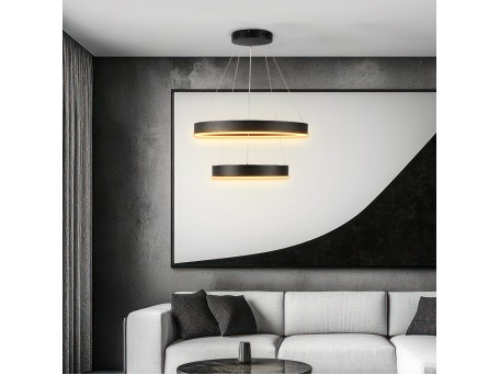 kelvo® VENOM KLV-101-0196 Κρεμαστό Φωτιστικό Οροφής LED 75W 7500lm 120° AC 220-240V IP20 Ρυθμιζόμενο Λευκό CCT με Χειριστήριο από 2700K έως 6000K Dimmable - Lumileds SMD Chip - Μαύρο Ματ - Μ60 x Π60 x Υ40cm - 3 Χρόνια Εγγύηση