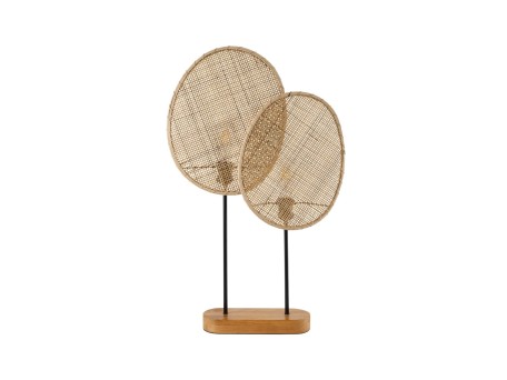 GLOBOSTAR® AZUL 02231 Boho Επιτραπέζιο Φωτιστικό Πορτατίφ με Ντουί 2 x E27 AC 220-240V IP20 - Μπεζ & Μαύρο - Μ45 x Π11 x Υ75cm