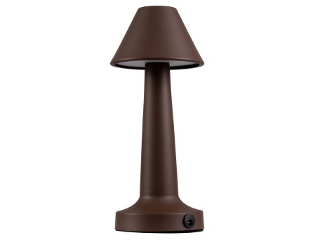 GloboStar® MOLLY 76519 Επαναφορτιζόμενο Επιτραπέζιο Φωτιστικό Πορτατίφ LED 1.5W 105lm 120° DC 5V IP44 Θερμό Λευκό 2700K Dimmable Καφέ Αλουμίνιο - Μ10 x Π10 x Υ23cm - 2 Xρόνια Εγγύηση