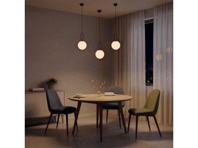 kelvo® BELLISSIMO KLV-101-0373 Κρεμαστό Φωτιστικό Οροφής για Λάμπα με Ντουί E27 AC 220-240V IP20 - Μαύρο Ματ & Λευκό - Μ20 x Π20 x Υ42cm