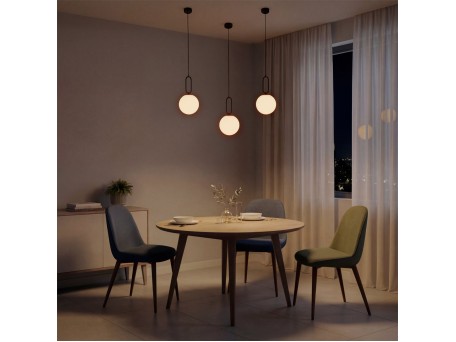 kelvo® BELLISSIMO KLV-101-0373 Κρεμαστό Φωτιστικό Οροφής για Λάμπα με Ντουί E27 AC 220-240V IP20 - Μαύρο Ματ & Λευκό - Μ20 x Π20 x Υ42cm