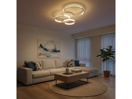 kelvo® DIAMOND KLV-101-0227 Φωτιστικό Οροφής LED 100W 10000lm 360° AC 220-240V IP20 Ρυθμιζόμενο Λευκό CCT με Χειριστήριο από 2700K έως 6000K Dimmable - Lumileds SMD Chip - Λευκό Ματ - Μ80 x Π50 x Υ20cm - 3 Χρόνια Εγγύηση