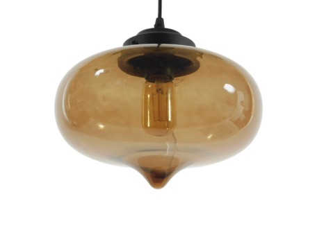 GLOBOSTAR® QUINN 01029 Vintage Κρεμαστό Φωτιστικό Οροφής με Ντουί 1 x E27 AC 220-240V IP20 - Μελί & Μαύρο - Μ26 x Π26 x Υ20cm