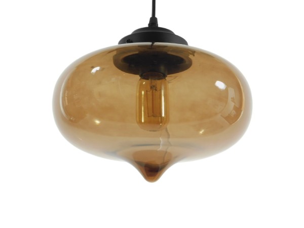 GLOBOSTAR® QUINN 01029 Vintage Κρεμαστό Φωτιστικό Οροφής με Ντουί 1 x E27 AC 220-240V IP20 - Μελί & Μαύρο - Μ26 x Π26 x Υ20cm