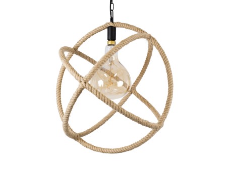 GLOBOSTAR® BELLE 01597 Vintage Κρεμαστό Φωτιστικό Οροφής με Ντουί 1 x E27 AC 220-240V IP20 - Μπεζ - Μ56 x Π56 x Y58cm