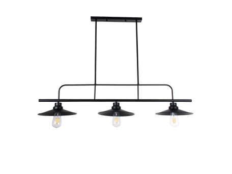 GLOBOSTAR® REGAL 01009 Vintage Φωτιστικό Οροφής με Ντουί 3 x E27 AC 220-240V IP20 - Μαύρο - Μ110 x Π26 x Υ75cm
