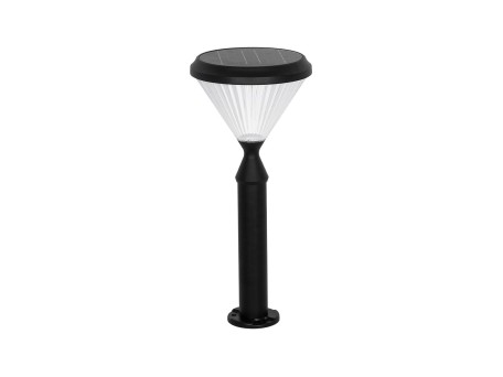 GLOBOSTAR® VEGGIE 90522 Φωτιστικό Κολωνάκι Κήπου LED 10W 500lm 120° με Ενσωματωμένο Φωτοβολταϊκό Panel 6V 2W & Επαναφορτιζόμενη Μπαταρία Li-ion 3.2V 6000mAh με Αισθητήρα Ημέρας-Νύχτας Αδιάβροχο IP65 Ψυχρό Λευκό 6000K - Sanan SMD Chip - Μαύρο - Μ26 x Π26 x