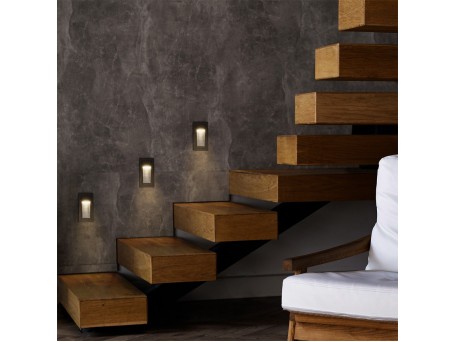 kelvo® STEPART KLV-101-0089 Χωνευτό Φωτιστικό Σκαλοπατιού / Διαδρόμου LED 3W 375lm 45° AC 220-240V Αδιάβροχο IP65 Θερμό Λευκό 2700K - Lumileds SMD Chip & TÜV SÜD Driver - Μαύρο Ματ - Μ6 x Π5.5 x Υ10cm / Q5 x 9.6cm - 5 Χρόνια Εγγύηση