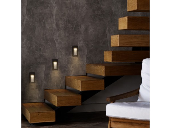 kelvo® STEPART KLV-101-0089 Χωνευτό Φωτιστικό Σκαλοπατιού / Διαδρόμου LED 3W 375lm 45° AC 220-240V Αδιάβροχο IP65 Θερμό Λευκό 2700K - Lumileds SMD Chip & TÜV SÜD Driver - Μαύρο Ματ - Μ6 x Π5.5 x Υ10cm / Q5 x 9.6cm - 5 Χρόνια Εγγύηση