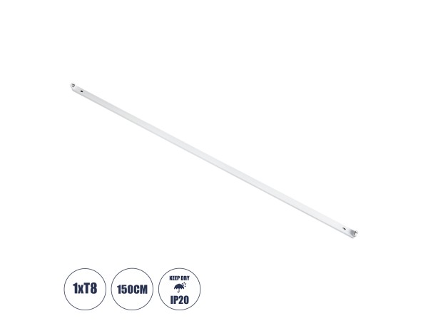 GloboStar® TUBATO 60150 Μεταλλικό Σκαφάκι για 1 x Λάμπα 150CM T8 G13 LED AC 220-240V IP20 Μ150 x Π3.4 x Υ4.3cm - 5 Χρόνια Εγγύηση GloboStar® TUBATO 60150 Μεταλλικό Σκαφάκι για 1 x Λάμπα 150CM T8 G13 LED AC 220-240V IP20 Μ150 x Π3.4 x Υ4.3cm - 5 Χρόνια Εγγύηση