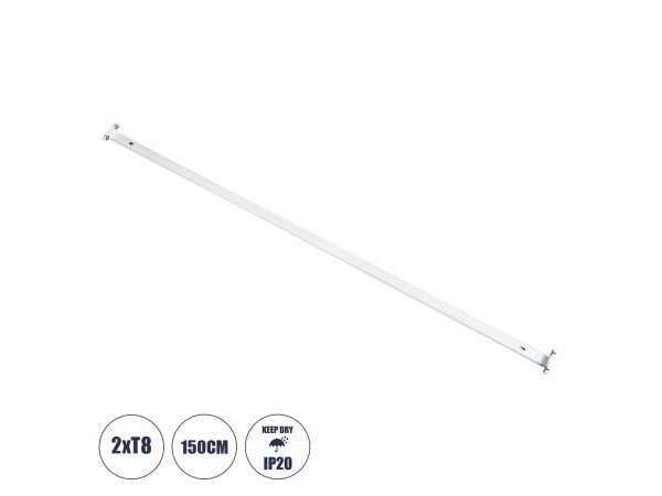 GloboStar® TUBATO 60154 Μεταλλικό Σκαφάκι για 2 x Λάμπες 150CM T8 G13 LED AC 220-240V IP20 Μ150 x Π7.2 x Υ4cm - 5 Χρόνια Εγγύηση GloboStar® TUBATO 60154 Μεταλλικό Σκαφάκι για 2 x Λάμπες 150CM T8 G13 LED AC 220-240V IP20 Μ150 x Π7.2 x Υ4cm - 5 Χρόνια Εγγύηση