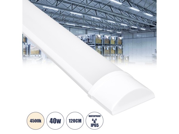 GLOBOSTAR® MEGORA 60159 Γραμμικό Βιομηχανικό Φωτιστικό Tri-Proof LED 40W 3727lm 120° AC 220-240V Αδιάβροχο IP65 Φυσικό Λευκό 4500K - Lumileds SMD Chip - Μ120 x Π7.5 x Υ2.5cm - 2 Χρόνια Εγγύηση