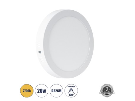 GLOBOSTAR® PANELO 60202 Panel Οροφής LED 20W 1800lm 120° AC 220-240V IP20 Θερμό Λευκό 2700K - Lumileds SMD Chip & TÜV SÜD Driver - Λευκό Γαλακτερό - Μ22 x Π22 x Υ3cm / Q20cm - 3 Χρόνια Εγγύηση