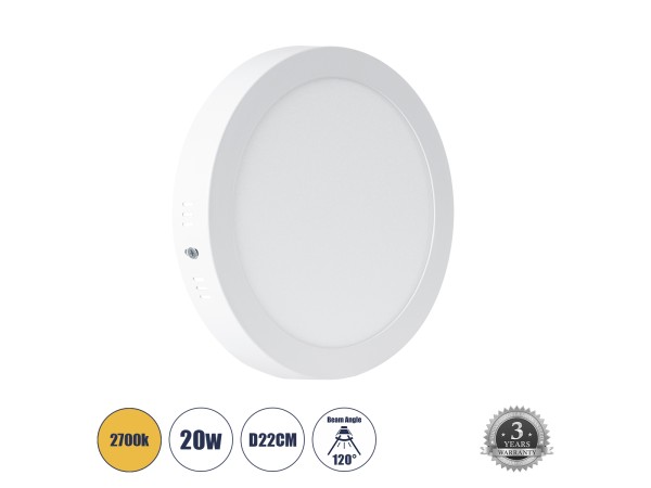 GLOBOSTAR® PANELO 60202 Panel Οροφής LED 20W 1800lm 120° AC 220-240V IP20 Θερμό Λευκό 2700K - Lumileds SMD Chip & TÜV SÜD Driver - Λευκό Γαλακτερό - Μ22 x Π22 x Υ3cm / Q20cm - 3 Χρόνια Εγγύηση