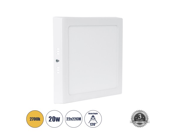 GLOBOSTAR® PANELO 60205 Panel Οροφής LED 20W 1800lm 120° AC 220-240V IP20 Θερμό Λευκό 2700K - Lumileds SMD Chip & TÜV SÜD Driver - Λευκό Γαλακτερό - Μ22 x Π22 x Υ3cm / Q20 x 20cm - 3 Χρόνια Εγγύηση GLOBOSTAR® PANELO 60205 Panel Οροφής LED 20W 1800lm 120° AC 220-240V IP20 Θερμό Λευκό 2700K - Lumileds SMD Chip & TÜV SÜD Driver - Λευκό Γαλακτερό - Μ22 x Π22 x Υ3cm / Q20 x 20cm - 3 Χρόνια Εγγύηση