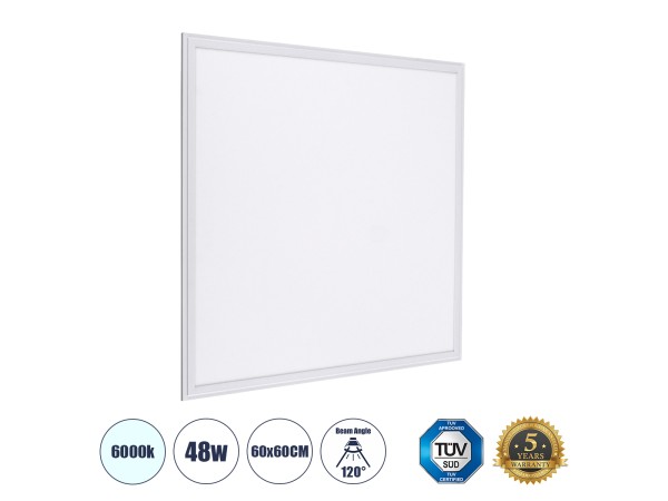 GLOBOSTAR® PANELETI 60209 Χωνευτό Panel Οροφής 60x60 LED 48W 4800lm 120° UGR<19 AC 220-240V IP20 Ψυχρό Λευκό 6000K - Lumileds SMD Chip & TÜV SÜD Driver - Λευκό Γαλακτερό - Μ60 x Π60 x Υ1.5cm / Q56 x 56cm - 5 Χρόνια Εγγύηση