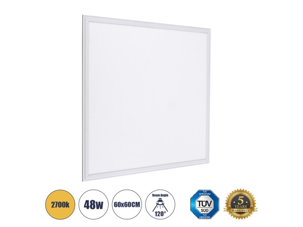 GLOBOSTAR® PANELETI 60211 Χωνευτό Panel Οροφής 60x60 LED 48W 4320lm 120° UGR<19 AC 220-240V IP20 Θερμό Λευκό 2700K - Lumileds SMD Chip & TÜV SÜD Driver - Λευκό Γαλακτερό - Μ60 x Π60 x Υ1.5cm / Q56 x 56cm - 5 Χρόνια Εγγύηση