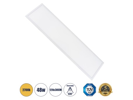GLOBOSTAR® PANELETI 60214 Χωνευτό Panel Οροφής 120x30 LED 48W 4320lm 120° UGR<19 AC 220-240V IP20 Θερμό Λευκό 2700K - Lumileds SMD Chip & TÜV SÜD Driver - Λευκό Γαλακτερό - Μ120 x Π30 x Υ1.5cm / Q116 x 26cm - 5 Χρόνια Εγγύηση