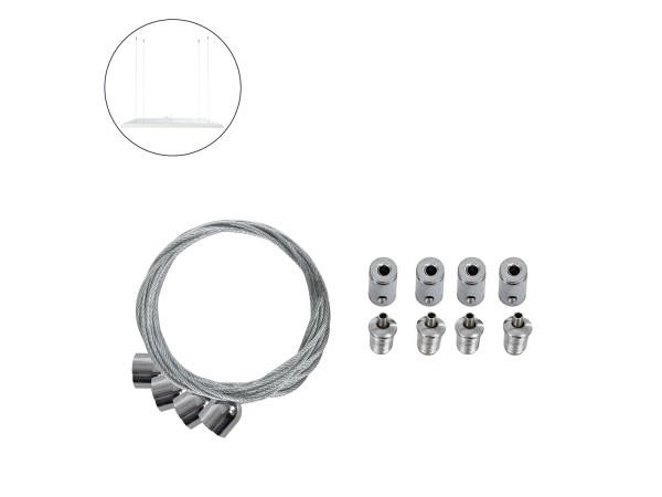 GLOBOSTAR® SUSPENSION 60219 Σύστημα Κρέμασης με 4 Ρυθμιζόμενες Ντίζες & Εξαρτήματα Ειδικό για Πάνελ 60x60cm & 120x30cm - Μ1 x Π1 x Υ80cm