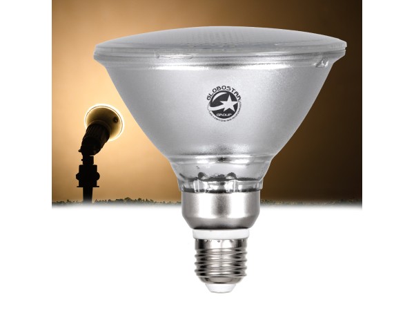 GLOBOSTAR® GARDENPAR 60228 Σποτ E27 PAR38 Σκληρού Υάλου LED 18W 1692lm 60° AC 220-240V Αδιάβροχο IP65 Θερμό Λευκό 2700K - Lumileds SMD Chip - Μ12 x Π12 x Υ13cm - 3 Χρόνια Εγγύηση