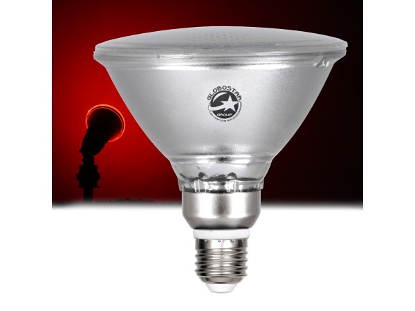 GLOBOSTAR® GARDENPAR 60229 Σποτ E27 PAR38 Σκληρού Υάλου LED 18W 900lm 60° AC 220-240V Αδιάβροχο IP65 Κόκκινο - Μ12 x Π12 x Υ13cm - 3 Χρόνια Εγγύηση