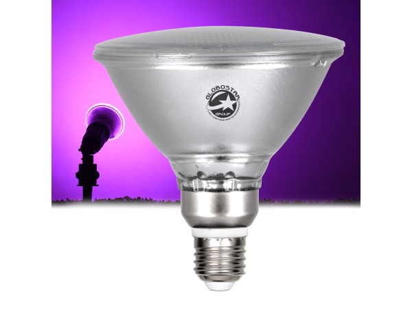 GLOBOSTAR® GARDENPAR 60232 Σποτ E27 PAR38 Σκληρού Υάλου LED 18W 900lm 60° AC 220-240V Αδιάβροχο IP65 Ροζ - Μ12 x Π12 x Υ13cm - 3 Χρόνια Εγγύηση