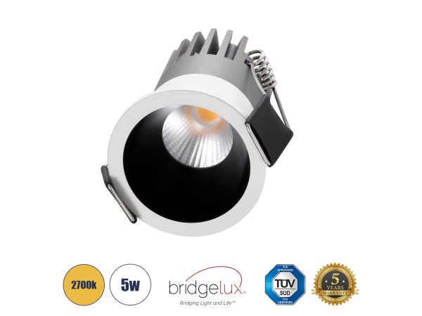 GLOBOSTAR® MICRO-S 60235 Χωνευτό Downlight Σποτ LED 5W 625lm 38° AC 220-240V IP20 Θερμό Λευκό 2700K - Bridgelux COB Chip & TÜV SÜD Driver - Λευκό & Μαύρο Ματ - Μ4 x Π4 x Υ5.9cm / Q3.5cm - 5 Χρόνια Εγγύηση