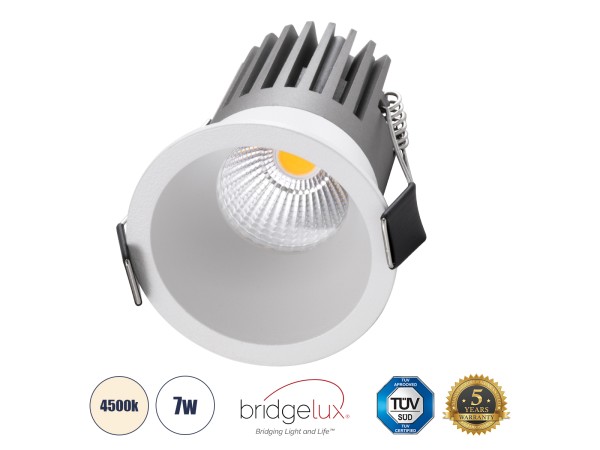 GLOBOSTAR® MICRO-B 60242 Χωνευτό Downlight Σποτ LED 7W 910lm 38° AC 220-240V IP20 Φυσικό Λευκό 4500K - Bridgelux COB Chip & TÜV SÜD Driver - Λευκό Ματ - Μ6 x Π6 x Υ7.8cm / Q5cm - 5 Χρόνια Εγγύηση