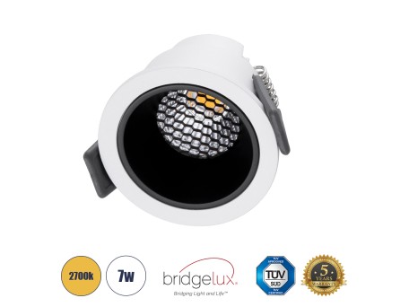 GLOBOSTAR® PLUTO-S 60247 Χωνευτό Downlight Σποτ με Honeycomb Anti Glare Reflector LED 7W 875lm 38° AC 220-240V IP20 Θερμό Λευκό 2700K - Bridgelux COB Chip & TÜV SÜD Driver - Λευκό & Μαύρο Ματ - Μ6.4 x Π6.4 x Υ4.9cm / Q5.5cm - 5 Χρόνια Εγγύηση
