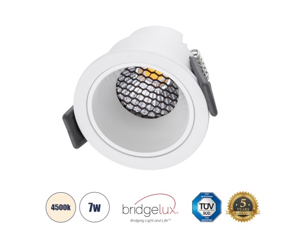 GLOBOSTAR® PLUTO-S 60248 Χωνευτό Downlight Σποτ με Honeycomb Anti Glare Reflector LED 7W 910lm 38° AC 220-240V IP20 Φυσικό Λευκό 4500K - Bridgelux COB Chip & TÜV SÜD Driver - Λευκό Ματ - Μ6.4 x Π6.4 x Υ4.9cm / Q5.5cm - 5 Χρόνια Εγγύηση