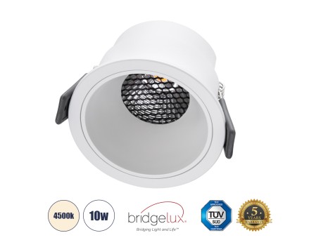 GLOBOSTAR® PLUTO-M 60254 Χωνευτό Downlight Σποτ με Honeycomb Anti Glare Reflector LED 10W 1300lm 38° AC 220-240V IP20 Φυσικό Λευκό 4500K - Bridgelux COB Chip & TÜV SÜD Driver - Λευκό Ματ - Μ8.4 x Π8.4 x Υ5.9cm / Q7.5cm - 5 Χρόνια Εγγύηση