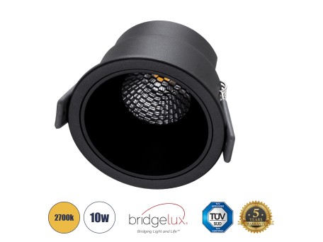 GLOBOSTAR® PLUTO-M 60257 Χωνευτό Downlight Σποτ με Honeycomb Anti Glare Reflector LED 10W 1250lm 38° AC 220-240V IP20 Θερμό Λευκό 2700K - Bridgelux COB Chip & TÜV SÜD Driver - Μαύρο Ματ - Μ8.4 x Π8.4 x Υ5.9cm / Q7.5cm - 5 Χρόνια Εγγύηση