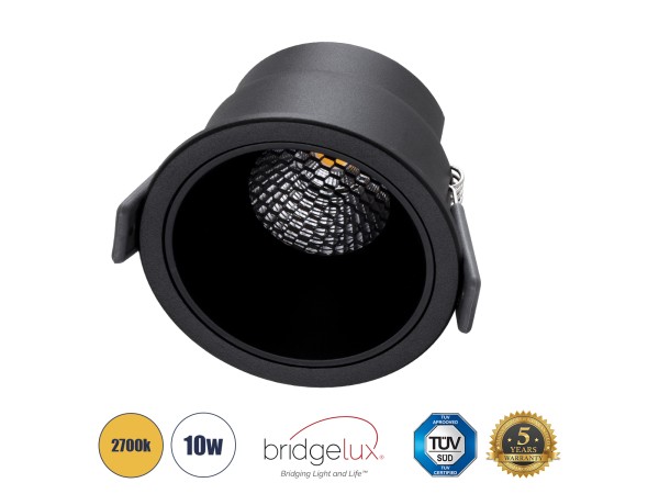 GLOBOSTAR® PLUTO-M 60257 Χωνευτό Downlight Σποτ με Honeycomb Anti Glare Reflector LED 10W 1250lm 38° AC 220-240V IP20 Θερμό Λευκό 2700K - Bridgelux COB Chip & TÜV SÜD Driver - Μαύρο Ματ - Μ8.4 x Π8.4 x Υ5.9cm / Q7.5cm - 5 Χρόνια Εγγύηση