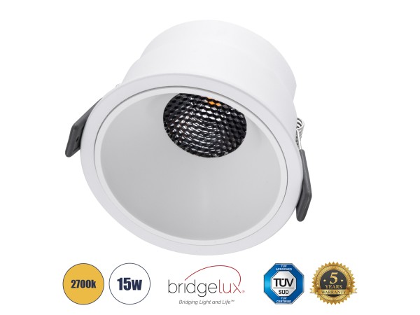 GLOBOSTAR® PLUTO-B 60261 Χωνευτό Downlight Σποτ με Honeycomb Anti Glare Reflector LED 15W 1875lm 38° AC 220-240V IP20 Θερμό Λευκό 2700K - Bridgelux COB Chip & TÜV SÜD Driver - Λευκό Ματ - Μ10.4 x Π10.4 x Υ6.5cm / Q9.5cm - 5 Χρόνια Εγγύηση