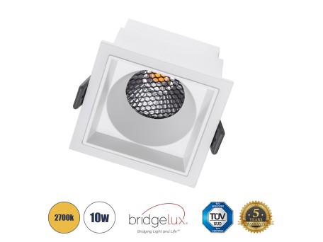GLOBOSTAR® PLUTO-M 60273 Χωνευτό Downlight Σποτ με Honeycomb Anti Glare Reflector LED 10W 1250lm 38° AC 220-240V IP20 Θερμό Λευκό 2700K - Bridgelux COB Chip & TÜV SÜD Driver - Λευκό Ματ - Μ8.4 x Π8.4 x Υ5.9cm / Q7.5 x 7.5cm - 5 Χρόνια Εγγύηση