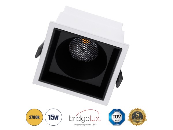 GLOBOSTAR® PLUTO-B 60277 Χωνευτό Downlight Σποτ με Honeycomb Anti Glare Reflector LED 15W 1875lm 38° AC 220-240V IP20 Θερμό Λευκό 2700K - Bridgelux COB Chip & TÜV SÜD Driver - Λευκό & Μαύρο Ματ - Μ10.4 x Π10.4 x Υ6.5cm / Q9.5 x 9.5cm - 5 Χρόνια Εγγύηση GLOBOSTAR® PLUTO-B 60277 Χωνευτό Downlight Σποτ με Honeycomb Anti Glare Reflector LED 15W 1875lm 38° AC 220-240V IP20 Θερμό Λευκό 2700K - Bridgelux COB Chip & TÜV SÜD Driver - Λευκό & Μαύρο Ματ - Μ10.4 x Π10.4 x Υ6.5cm / Q9.5 x 9.5cm - 5 Χρόνια Εγγύηση