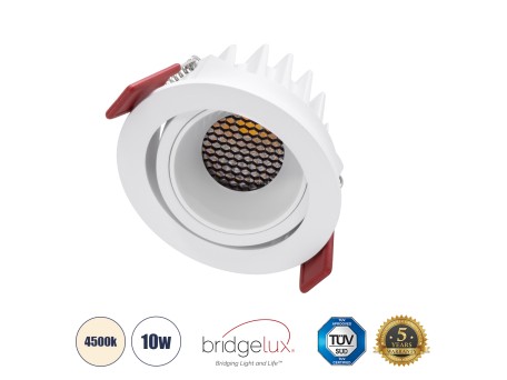 GLOBOSTAR® LEO-R 60284 Χωνευτό Κινούμενο Downlight Σποτ με Honeycomb Anti Glare Reflector LED 10W 1300lm 38° AC 220-240V IP20 Φυσικό Λευκό 4500K - Bridgelux COB Chip & TÜV SÜD Driver - Λευκό Ματ - Μ8.5 x Π8.5 x Υ6.6cm / Q7.5cm - 5 Χρόνια Εγγύηση