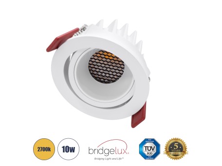 GLOBOSTAR® LEO-R 60285 Χωνευτό Κινούμενο Downlight Σποτ με Honeycomb Anti Glare Reflector LED 10W 1250lm 38° AC 220-240V IP20 Θερμό Λευκό 2700K - Bridgelux COB Chip & TÜV SÜD Driver - Λευκό Ματ - Μ8.5 x Π8.5 x Υ6.6cm / Q7.5cm - 5 Χρόνια Εγγύηση