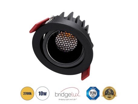 GLOBOSTAR® LEO-R 60287 Χωνευτό Κινούμενο Downlight Σποτ με Honeycomb Anti Glare Reflector LED 10W 1250lm 38° AC 220-240V IP20 Θερμό Λευκό 2700K - Bridgelux COB Chip & TÜV SÜD Driver - Μαύρο Ματ - Μ8.5 x Π8.5 x Υ6.6cm / Q7.5cm - 5 Χρόνια Εγγύηση