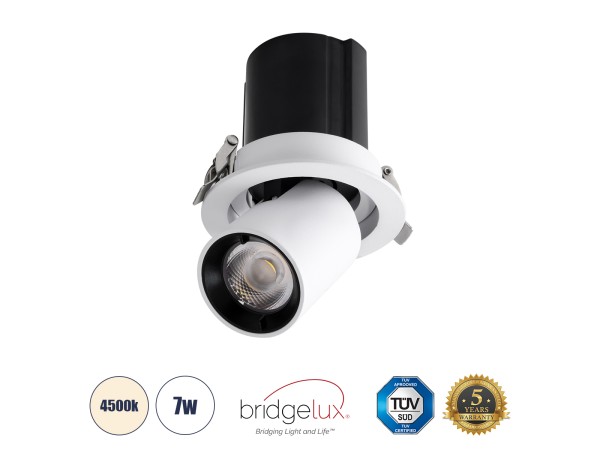 GLOBOSTAR® VIRGO-S 60302 Χωνευτό Κινούμενο Downlight Σποτ LED 7W 910lm 36° AC 220-240V IP20 Φυσικό Λευκό 4500K - Bridgelux COB Chip & TÜV SÜD Driver - Λευκό & Μαύρο Ματ - Μ9 x Π9 x Υ9cm / Q7.8cm - 5 Χρόνια Εγγύηση GLOBOSTAR® VIRGO-S 60302 Χωνευτό Κινούμενο Downlight Σποτ LED 7W 910lm 36° AC 220-240V IP20 Φυσικό Λευκό 4500K - Bridgelux COB Chip & TÜV SÜD Driver - Λευκό & Μαύρο Ματ - Μ9 x Π9 x Υ9cm / Q7.8cm - 5 Χρόνια Εγγύηση